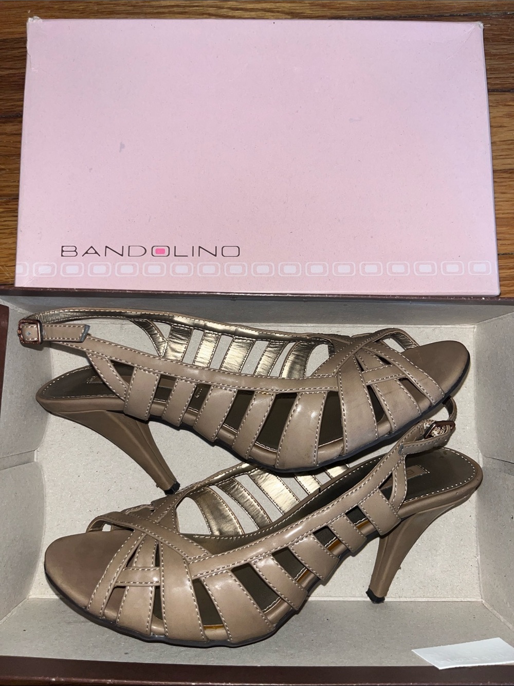 Bandolino Taupe Strappy Slingback Heels